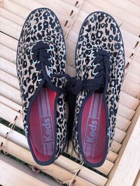 Keds Leopard Print Canvas Sneakers - Black & Tan